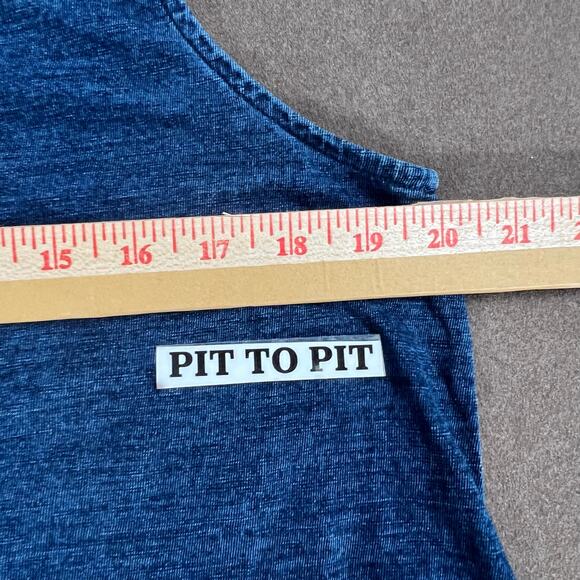 Pure Jill Indigo Tunic Tank Rear Split Hem 100% Cotton Women's Medium Petite - Picture 7 of 9